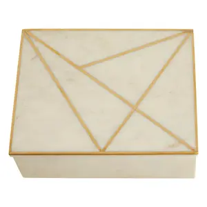 Siri Handmade Marble Decorative Box 8cm H x 23cm W x 18cm D