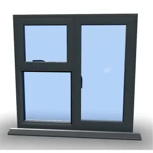 895mm (W) x 1245mm (H) Aluminium Flush Casement Window - 1 Opening Window (RIGHT) - Top Opening Window (LEFT) - Anthracite