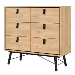 Ry Small Double Chest of 6 Drawers in Jackson Hickory Oak