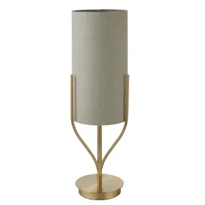 Anson Lighting Cortez Table light finished in Satin brass plate and natural linen mix fabric