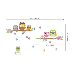 Walplus Owl Flower Tree Kids Sticker PVC Multicoloured