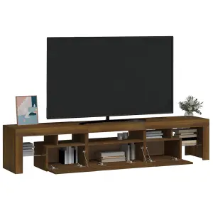 Berkfield TV Cabinet with LED Lights Brown Oak 200x36.5x40 cm