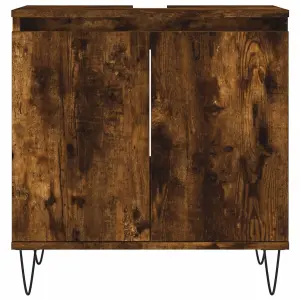 Berkfield Bathroom Cabinet Smoked Oak 58x33x60 cm Engineered Wood