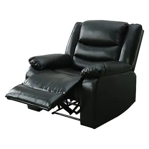 Sorreno Bonded Leather Recliner 1 Seater Sofa In Black