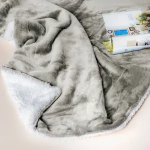 EHC Warm & Soft Sherpa Flannel Fleece Microfiber Blanket, Double Bed, Light Grey - 150 cm x 200 cm