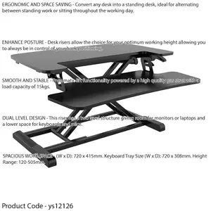 Adjustable 71cm Sit and Stand Desk Riser - Ergonomic Monitor Stand for Home Office