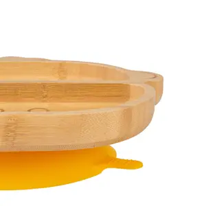 Tiny Dining - Children's Bamboo Suction Monkey Plate - Yellow