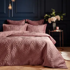 Paoletti Palmeria Quilted Embroidered Velvet Duvet Cover Set