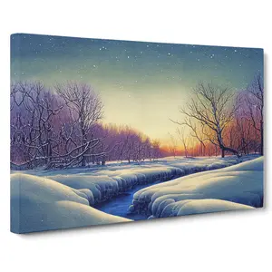 A Winter Forest Stream - Wrapped Canvas Print 40cm H x 60cm W x 3cm D