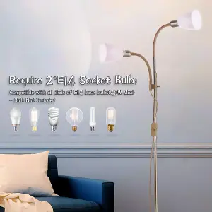 180cm E14 Base Bronze Metal Double Headed Floor Lamp Floor Light with Individual Switch For Bedroom Living Room