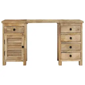 Berkfield Pedestal Desk Solid Wood Mango 140x50x77 cm