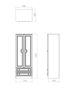 Ready assembled Contemporary Matt white 2 Drawer Tall Double Wardrobe (H)1970mm (W)740mm (D)530mm