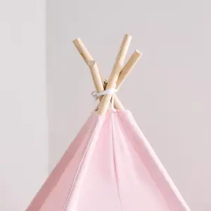 Teepee Play Tent Kids Foldable Sleepover Indoor Childrens Storage, Blush Pink