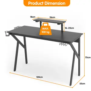 Costway Gaming Desk Ergonomic Shaped Computer Table K-Shaped