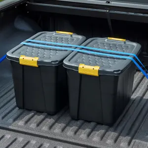 Strata Heavy duty Black 60L Plastic Stackable Storage box & Lid