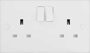 BG Double 13A Gloss White Socket 1 pole