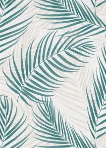 Elegant Palm Leaves Textured Vinyl Wallpaper in Teal