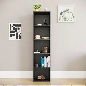 Gerardi Standard Bookcase Black / 132 cm H x 32 cm W