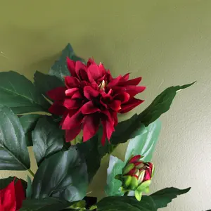 Artificial Dhalia Flowering Plant Red