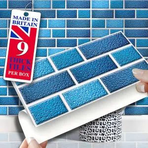 Stick and Go Self Adhesive Stick On Tiles Blue Tablet 8" x 4" Box of 8 Apply over any tile, or directly on to the wall