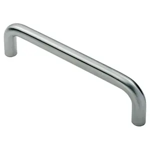 4x D Shape Cabinet Pull Handle 106 x 10mm 96mm Fixing Centres Satin Steel