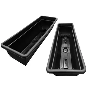 2x Rectangular 60cm Black Garden Windowsill Bell Pot Trough Planters For Flowers & Plants