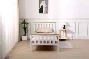 Starlight Beds Somnium White and Natural Wood Shaker Wooden Bed Frame King Size