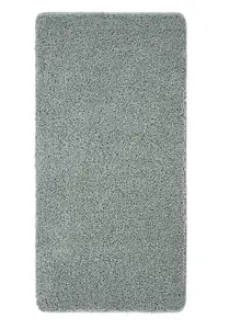 Denim Blue Modern Shaggy Easy to Clean Plain Rug for Living Room, Bedroom, Dining Room - 67 X 300cm (Runner)