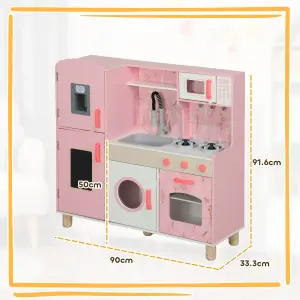 AIYAPLAY Play Kitchen Kids Kitchen Set with Lights and Sounds - Pink