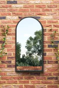 MirrorOutlet The Arcus Black Metal Framed Arched Garden Wall Mirror 80CM X 40CM