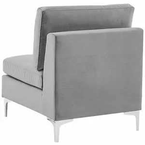 6 Seater U-Shaped Modular Velvet Sofa Grey EVJA