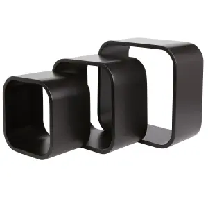 GoodHome Cusko Black Cube shelf (L)32.5cm x (D)15.5cm, Set of 3