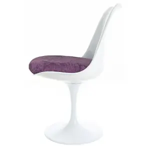 White Tulip Dining Chair with Luxurious Purple Cushion