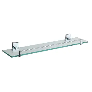 Showerdrape Unity 500mm Chrome Stainless Steel Wall Mounted Glass Vanity Shelf