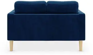 Dunelm Jacob Velvet Small 2 Seater Sofa, Mid Century, Blue, Luxe Navy, Fabric/Velvet