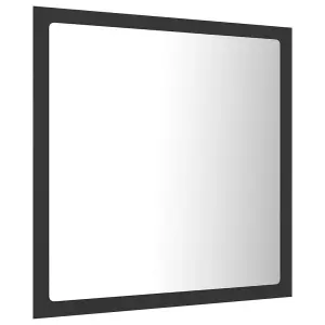 Berkfield LED Bathroom Mirror Grey 40x8.5x37 cm Engineered Wood