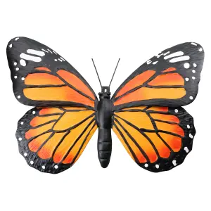 Giant Metal 3D Orange Butterfly Garden/Home Wall Art Ornament 8x25x37cm