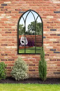 MirrorOutlet - The Arcus - Gold Metal Framed Arched Garden Wall Mirror 32" x 19" (83 x 48 cm)