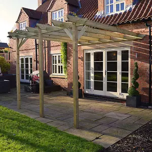 Wall Mounted Garden Pergola 3 Post - L480 x W480 x H270 cm - Light Green