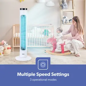 Geepas 32 Inch Tower Fan with Remote Control Oscillating Cooling Fan, 3 Speed with 7.5 Hour Timer