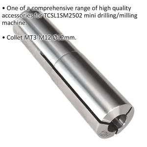 12mm Collet MT3-M12 - Suitable for ys08796 Mini Drilling & Milling Machine