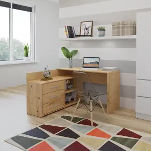 Dany Corner Desk with Drawers Artisan Oak