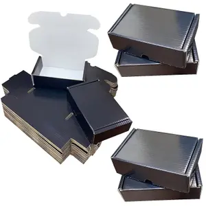 5 x Shiny Black (10" x 7" x 3") Coloured Cardboard Postal Shipping Mailing Die Cut Boxes