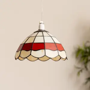 ValueLights Tiffany Style Traditional Red And Cream Pendant Light Shade