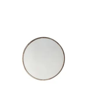 Thora Metal Flat Wall Mirror Higgins Round Mirror Antique Silver / 60cm H x 60cm W