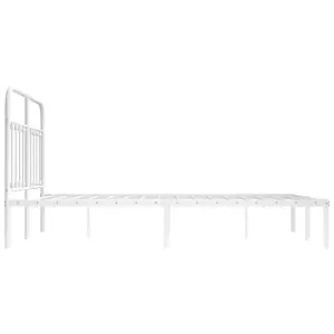 Berkfield Metal Bed Frame with Headboard White 140x190 cm