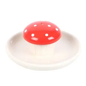 Something Different Mushroom Incense Holder White/Red (One Size)