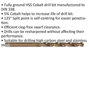 10-Pack 3/16 Inch HSS Cobalt Drill Bits for Long Life and Clog-Free Performance