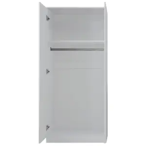 2 Door Wardrobe Double Door Push To Open Slow Close Matt White Finish