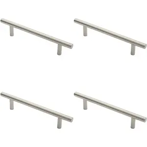 4x 19mm Straight T Bar Pull Handle 225mm Fixing Centres Satin Stainless Steel